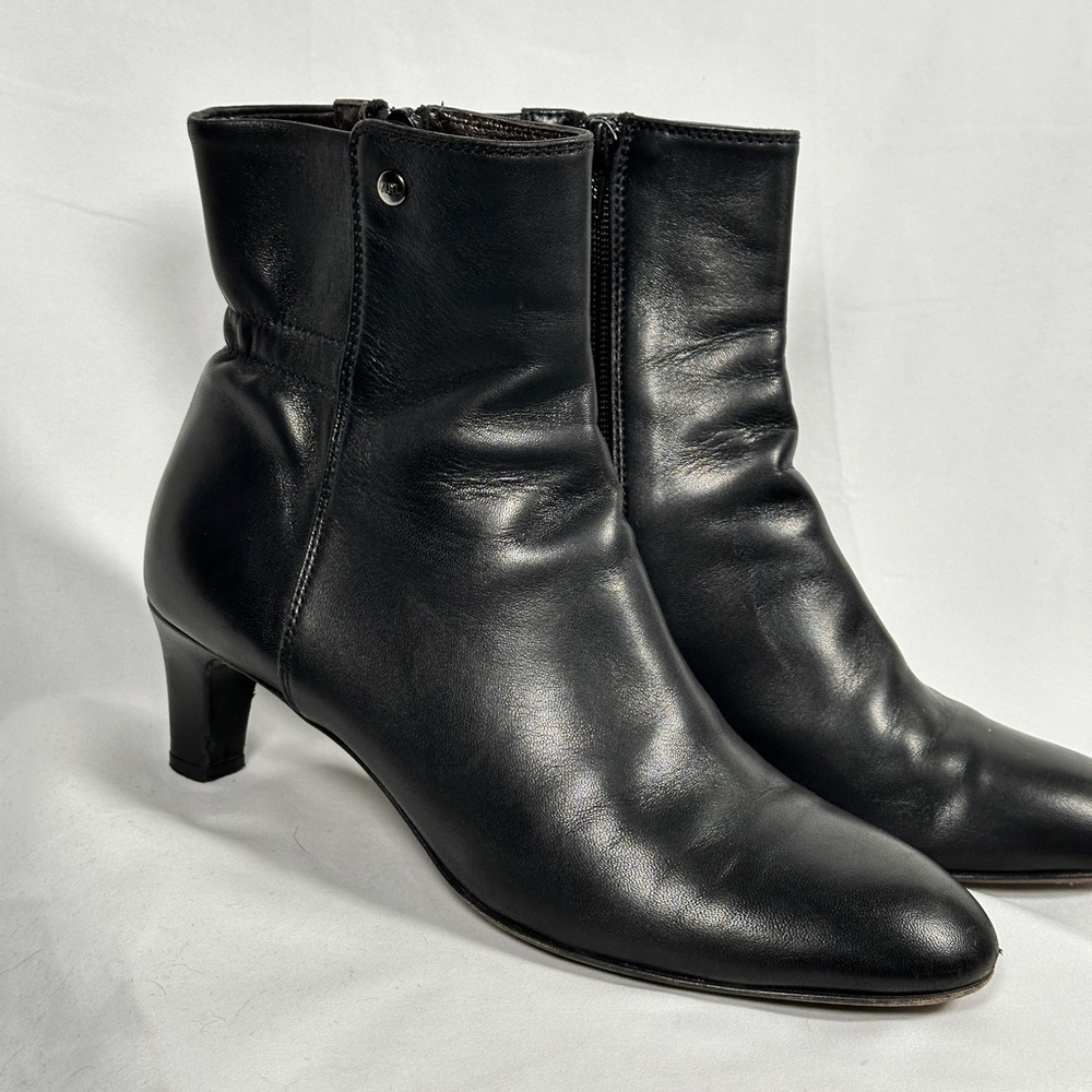 AGL leather ankle boots essential mid heel zip Italian design 38.5 black - Picture 3 of 11